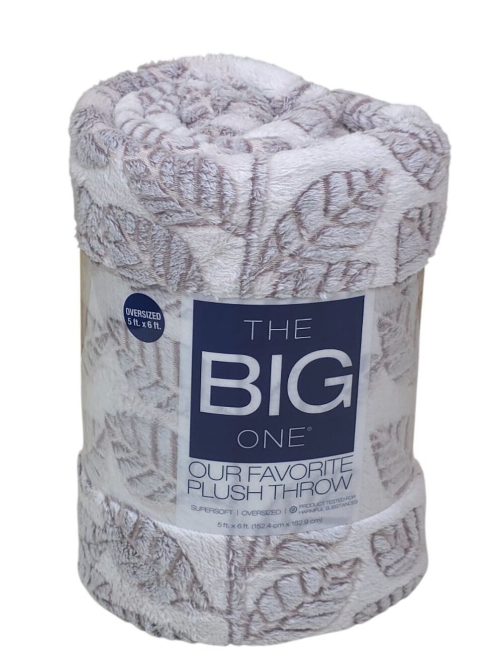 The Big One Oversized Plush Throw Blanket 5x6 Ft Soft Leaf Pattern